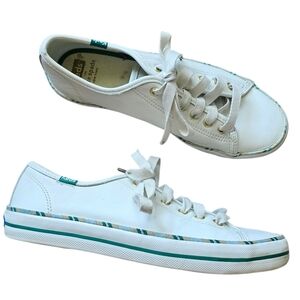 Keds x Kate Spade New York Kickstart White/Green Leather Sneakers Size 8